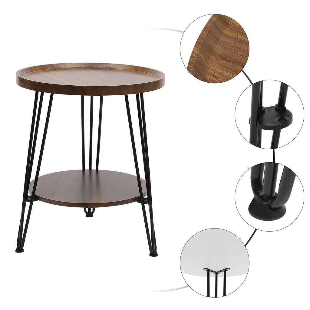 Round End Table with Storage Shelf L56357