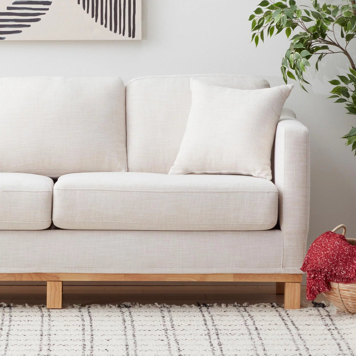 Cream Upholstered Wood Base Sofa L6485