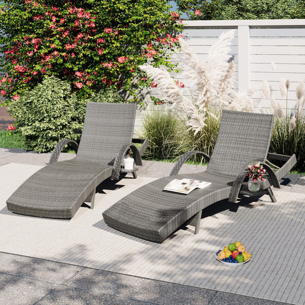Outdoor Wicker Lounge Chairs Set of 2 W4939