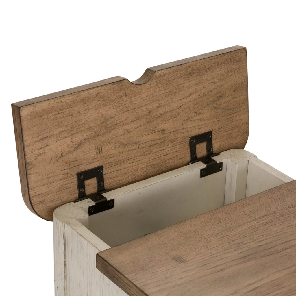 White Door Chair Side Table with Charging Station P26988