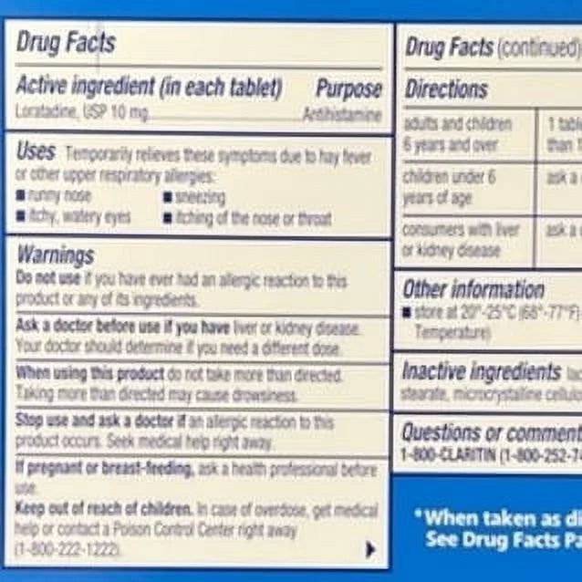 10mg Non Drowsy Loratadine 24 Hour Tablets 115 Count C17132