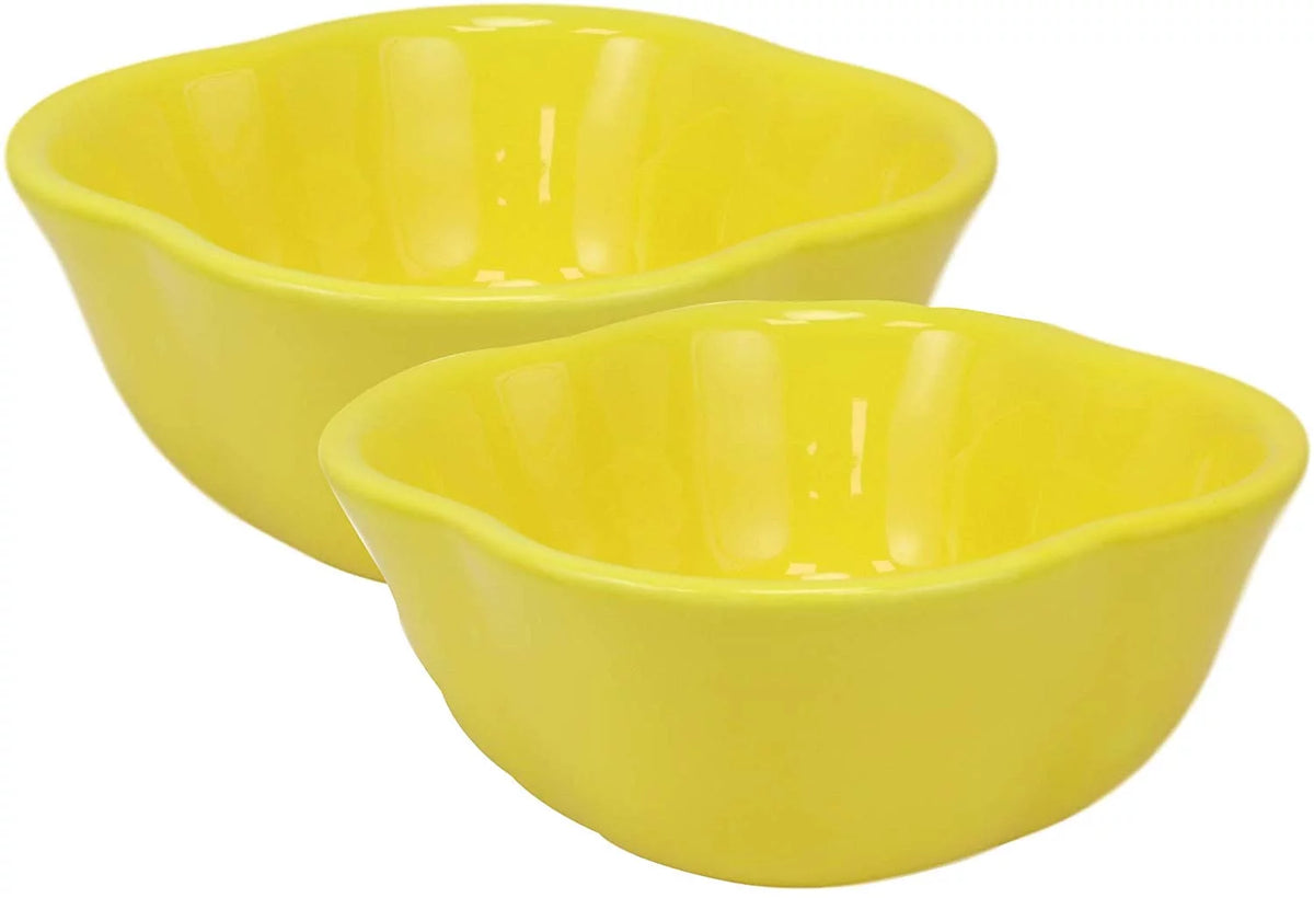 Ceramic Yellow Bell Pepper Bowl Condiments Container Set of 2 H29397