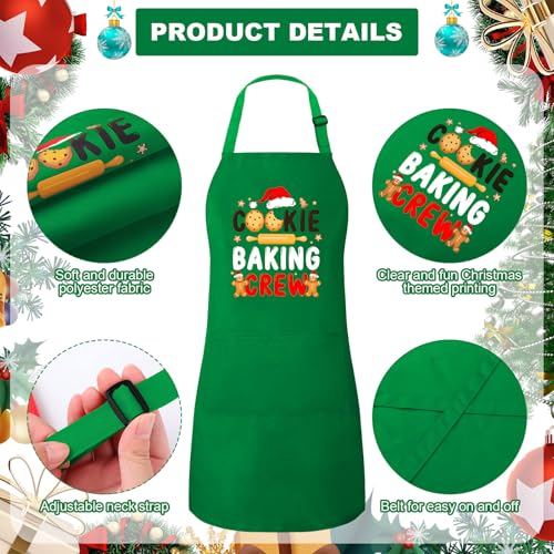 4 Pack Green Christmas Aprons with Pockets W220