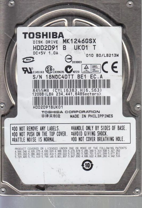 120GB SATA 2.5 Hard Drive F116