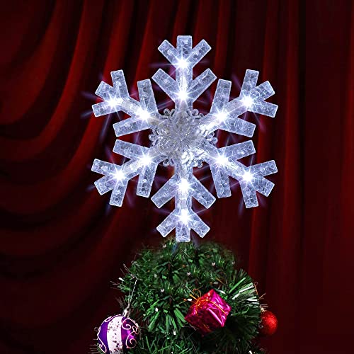9 inch Lighted Christmas Tree Topper with 15 White LED Lights U11127
