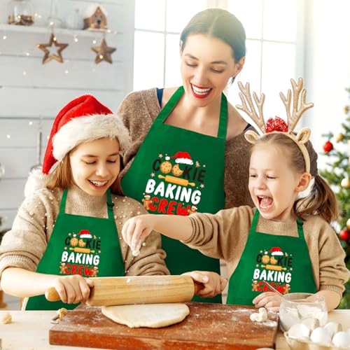 4 Pack Green Christmas Aprons with Pockets W220