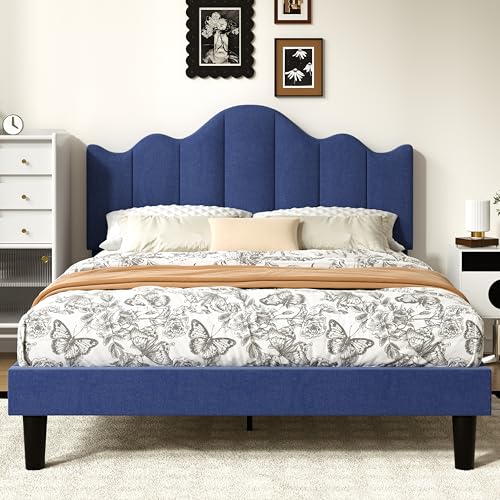 Queen Size Upholstered Platform Bed Frame with 4 Storage Drawers W96858