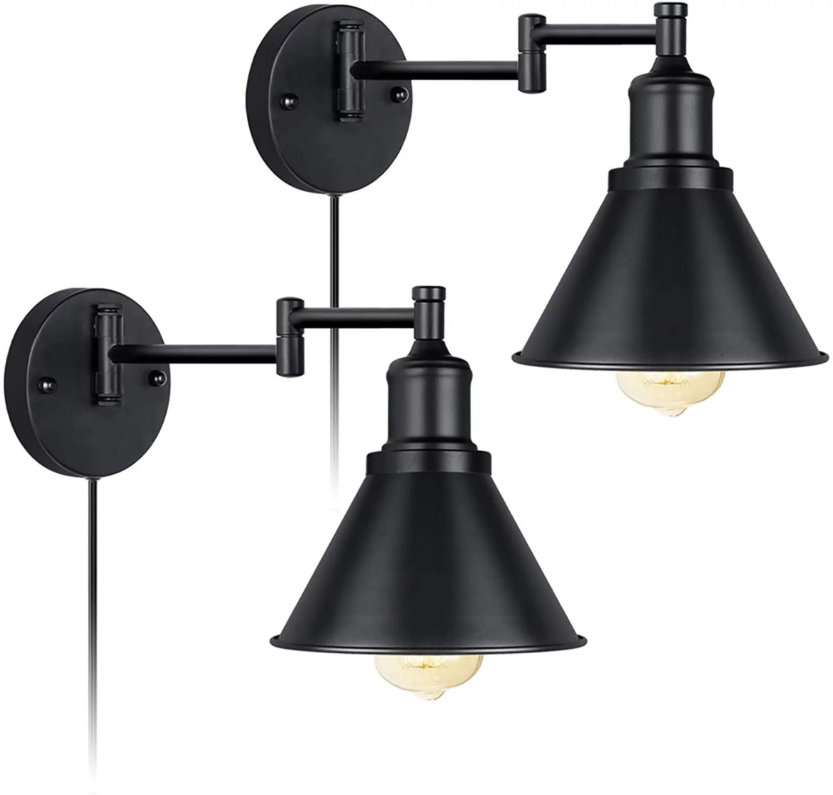Set of 2 Black Swing Arm Wall Light Fixtures S7277