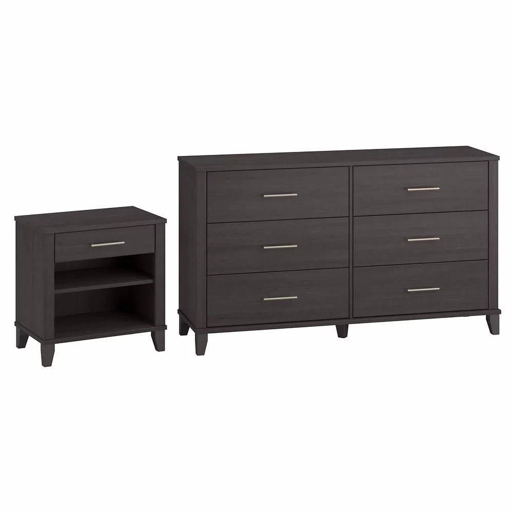 6 Drawer Dresser and Nightstand Set Storm Gray Engineered Wood Y56160