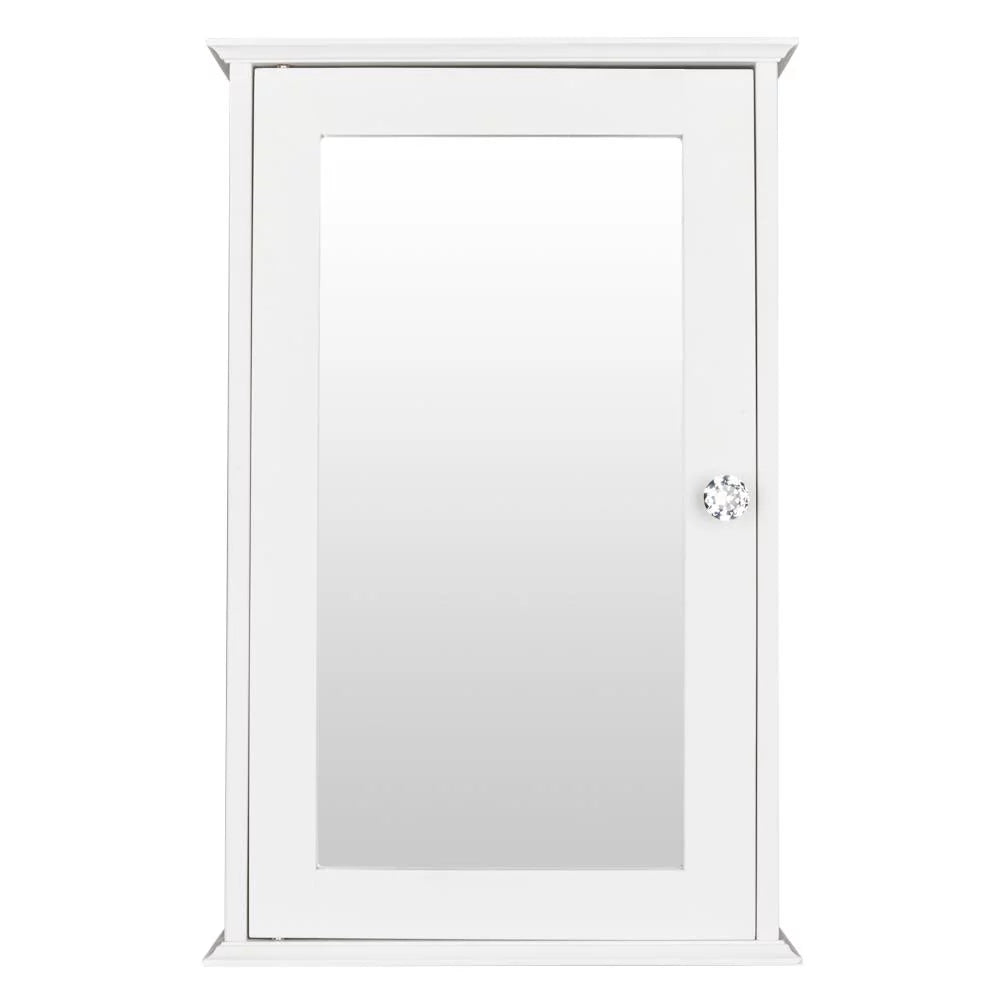 Wall Mount Mirrored Medicine Cabinet with Single Door and Adjustable Shelves White F772879