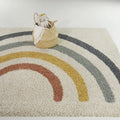 Ivory Yellow Cream Green Kids Shag Area Rug O829