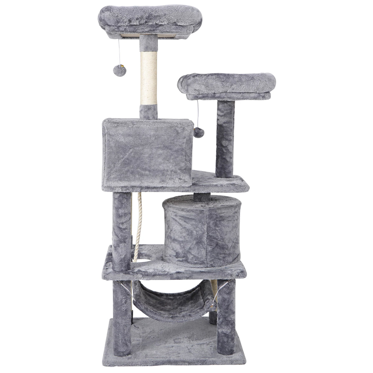 Gray Multi-Level Cat Tree with Scratching Posts and Hammock F89931