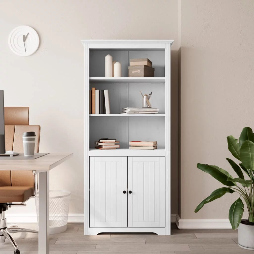 White Solid Wood Pine Bookcase A882