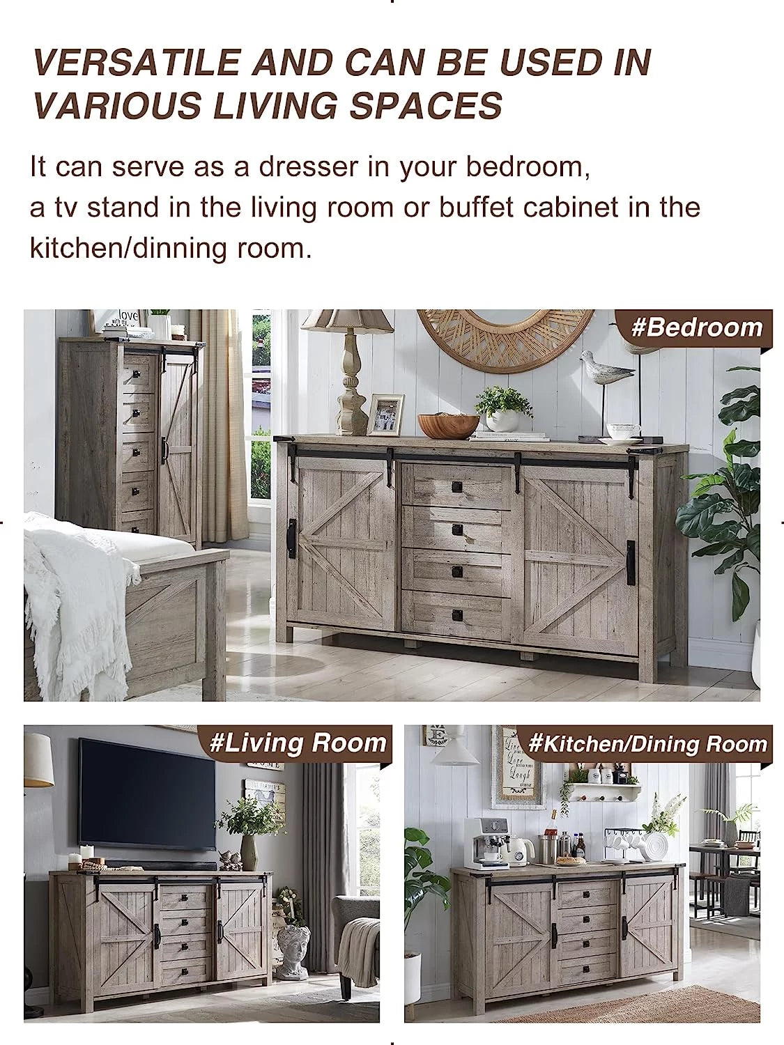 4 Drawer Light Rustic Oak Wood Dresser T838