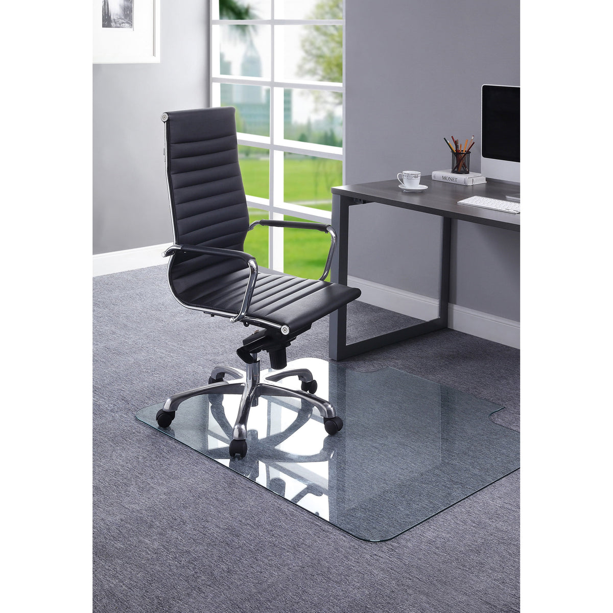 Clear Glass Chairmat with Lip W4085