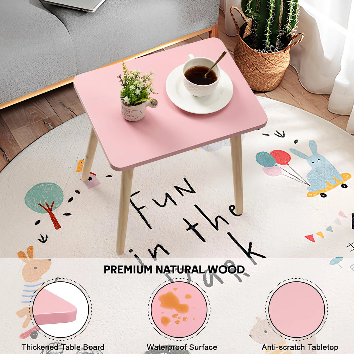 Small Pink Wooden Side Table G7956