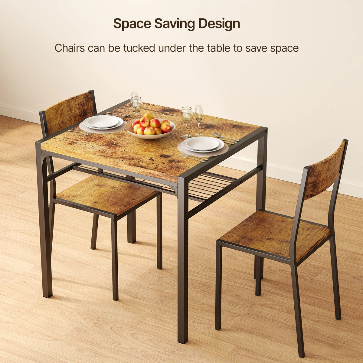 Modern Dining Room Table Set for 2 with Storage Shelf Q95044