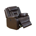 Brown Gel Faux Leather Power Recliner with USB Charging Port A7498