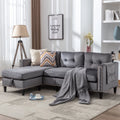 78" Gray Velvet L Shaped Sectional Sofa with Ottoman T598681