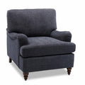Navy Blue Polyester Fabric Upholstered Arm Chair O3245