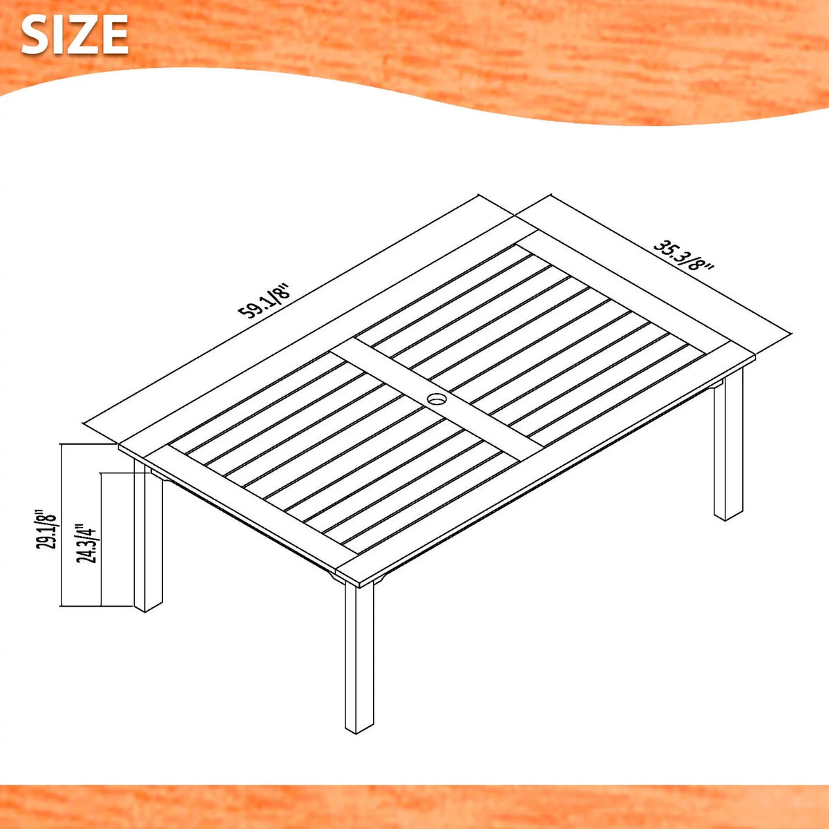 7-Piece Rectangular Eucalyptus Wood Patio Dining Set B626889