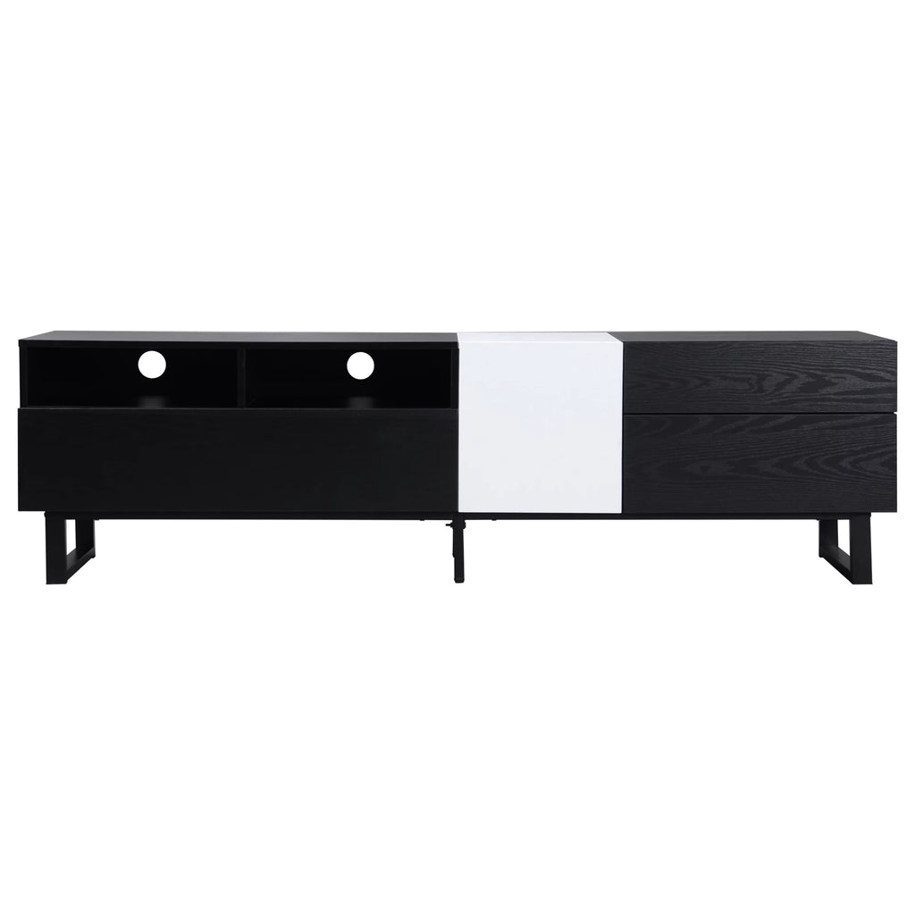 Black TV Stand with Double Storage Space T643
