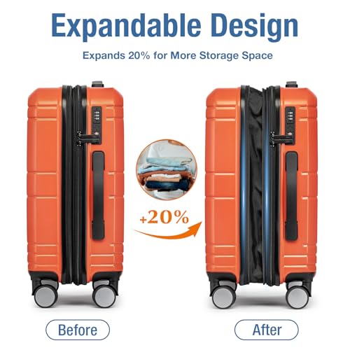 Yellow 20 Inch Hardside Carry On Luggage with Spinner Wheels K2113
