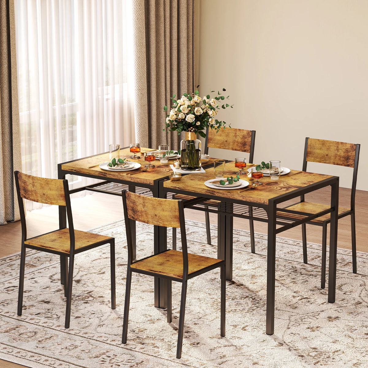 Modern Dining Room Table Set for 2 with Storage Shelf Q95044