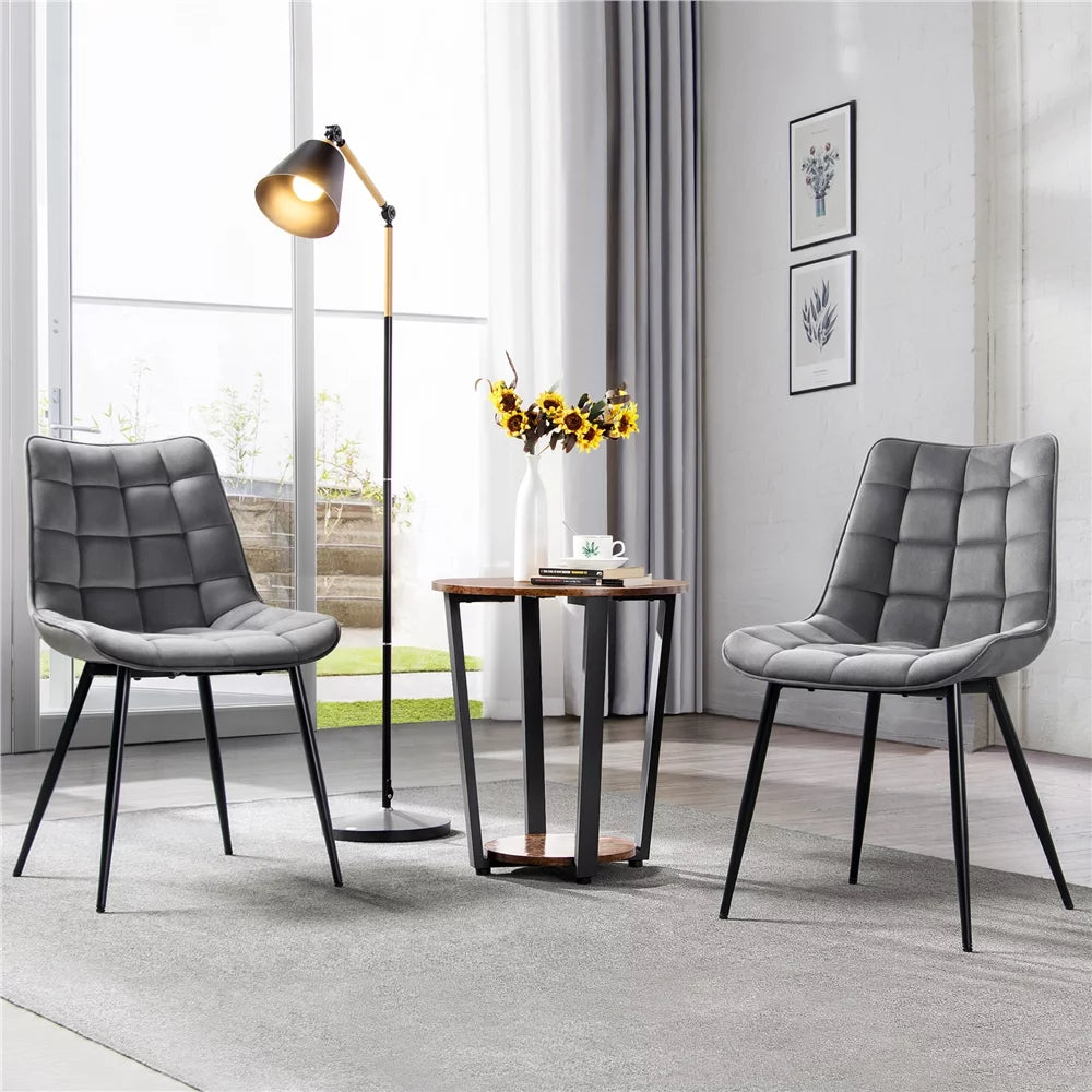 Set of 2 Gray Cushioned Dining Chairs Q332095