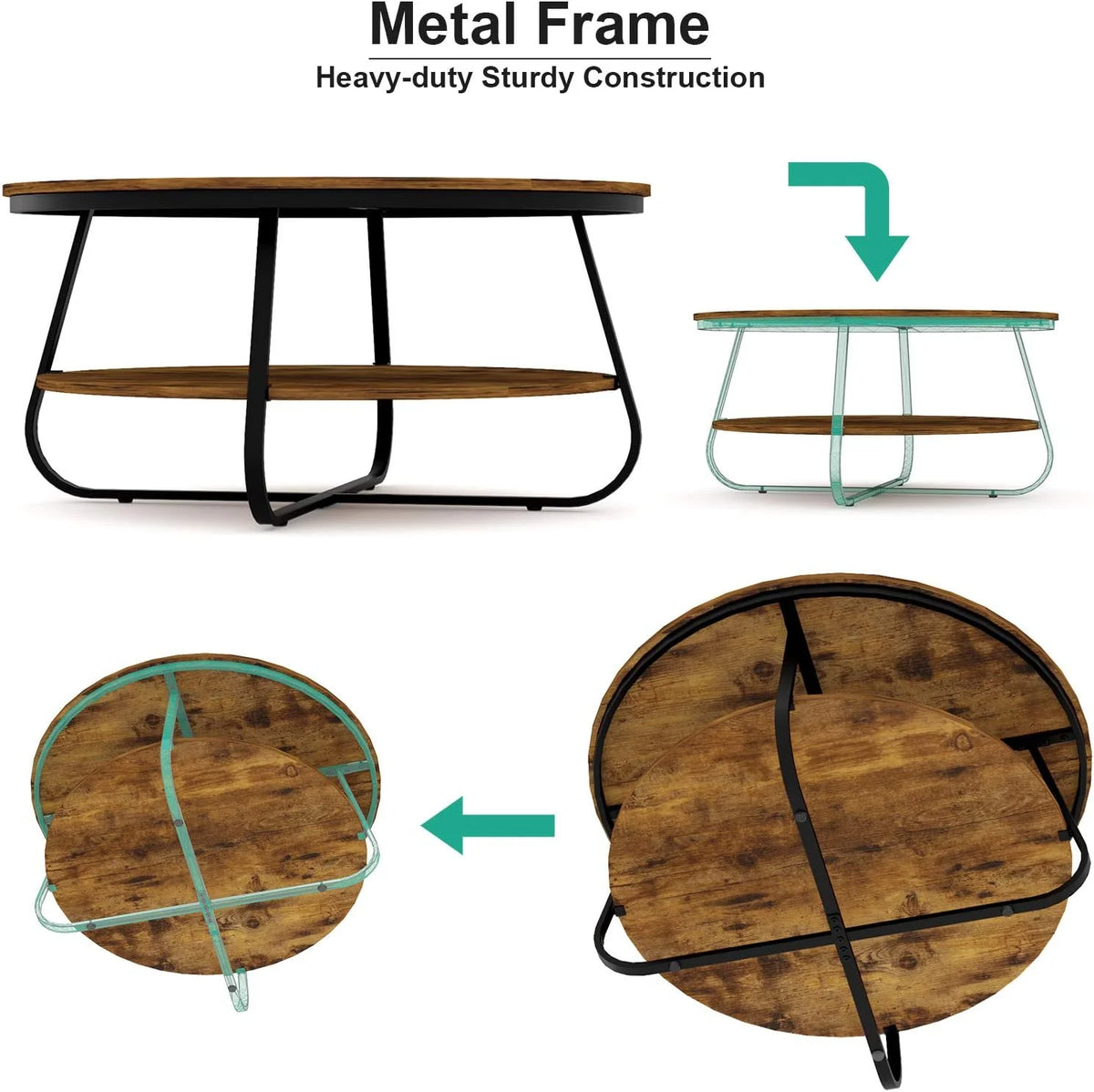 35.8 Inch Wood Coffee Table with Storage E442286