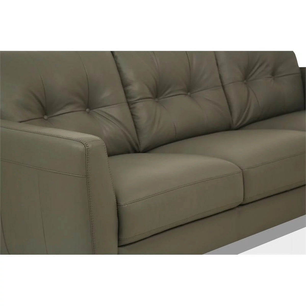 Tufted Leather Sofa in Pesto Green W9456