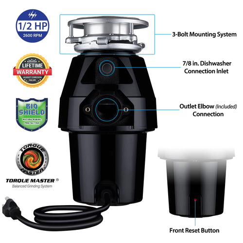 1/2 HP Stainless Steel Garbage Disposal I9881