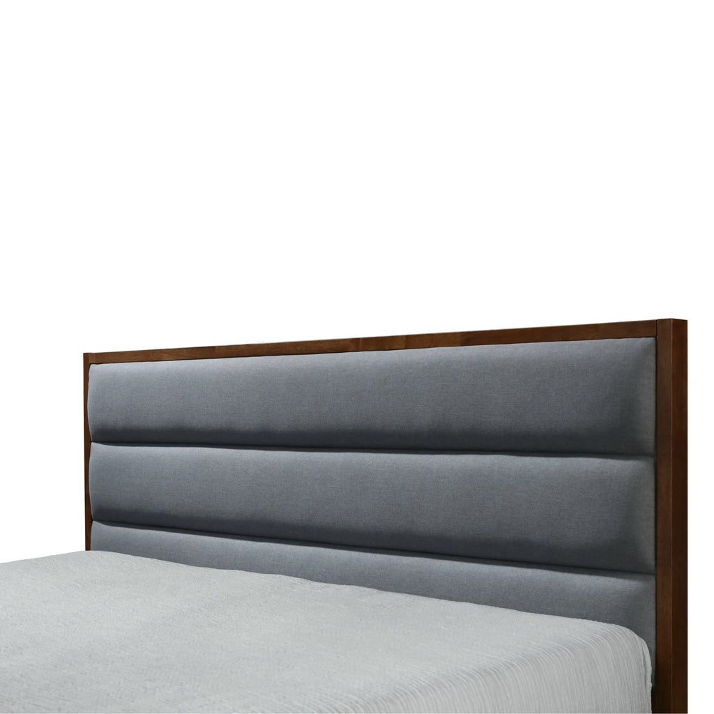 Queen Size Grey Fabric Upholstered Bed Frame L98603