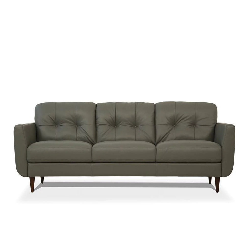 Tufted Leather Sofa in Pesto Green W9456