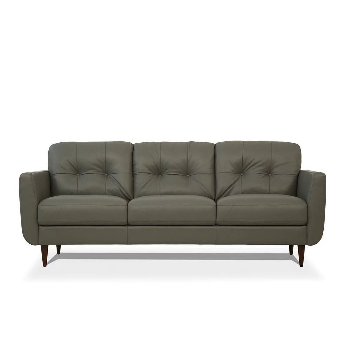 Tufted Leather Sofa in Pesto Green W9456