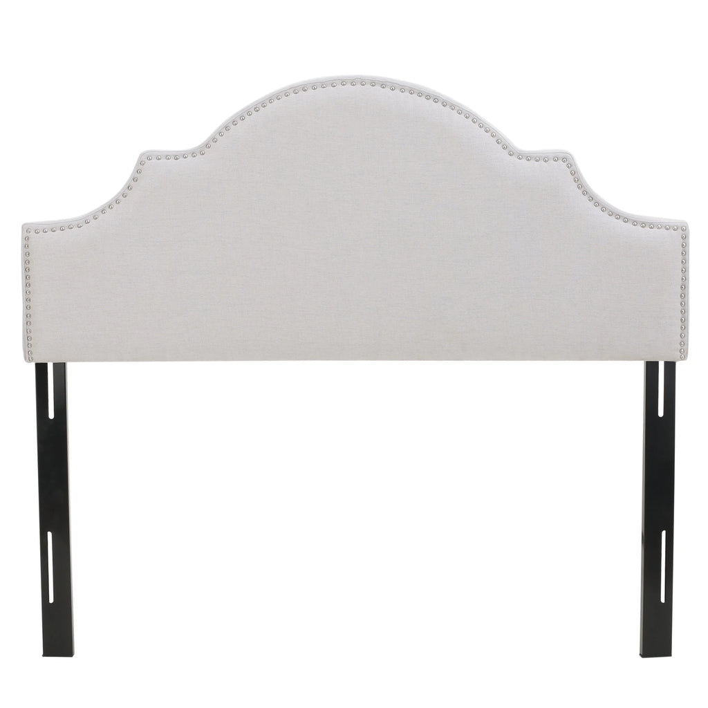 Light Gray Fabric Full/Queen Headboard with Nailhead Trim L39652