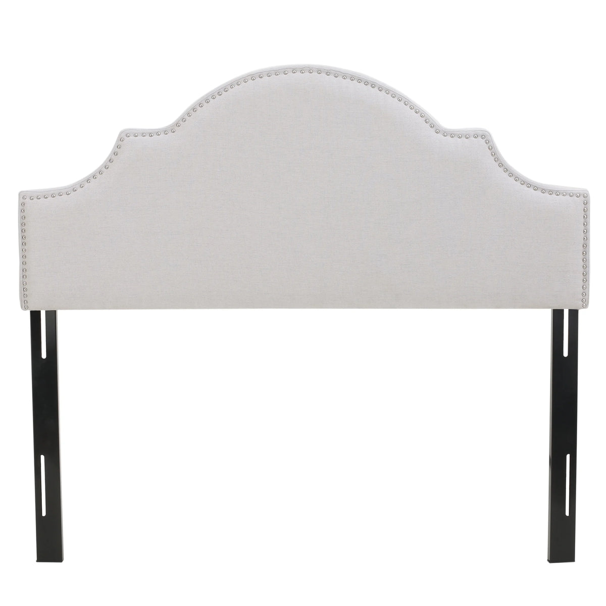 Light Gray Fabric Full/Queen Headboard with Nailhead Trim L39652