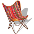 Vintage Butterfly Chair Chindi Fabric Iron Frame Multicolour X55230