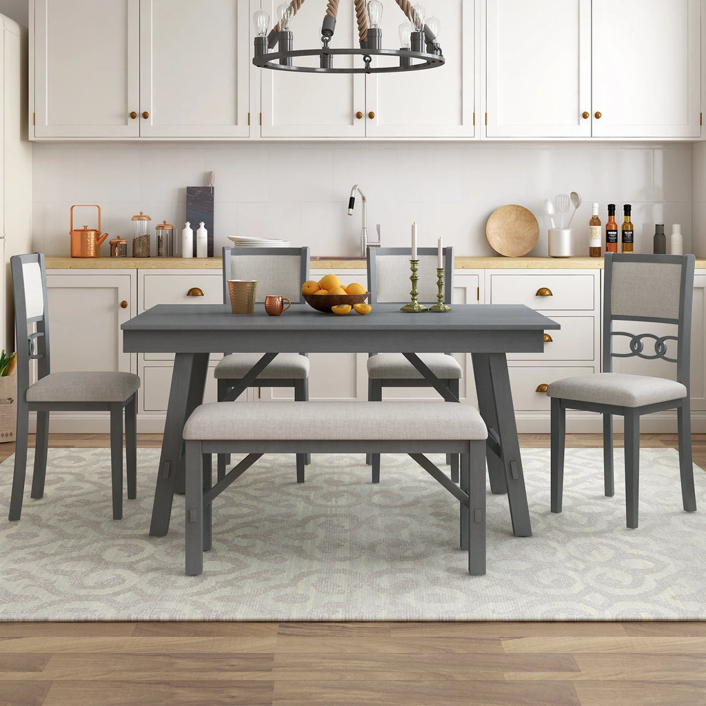 Brown 5 Piece Round Extendable Wood Dining Table Set with 4 Upholstered Chairs L4097