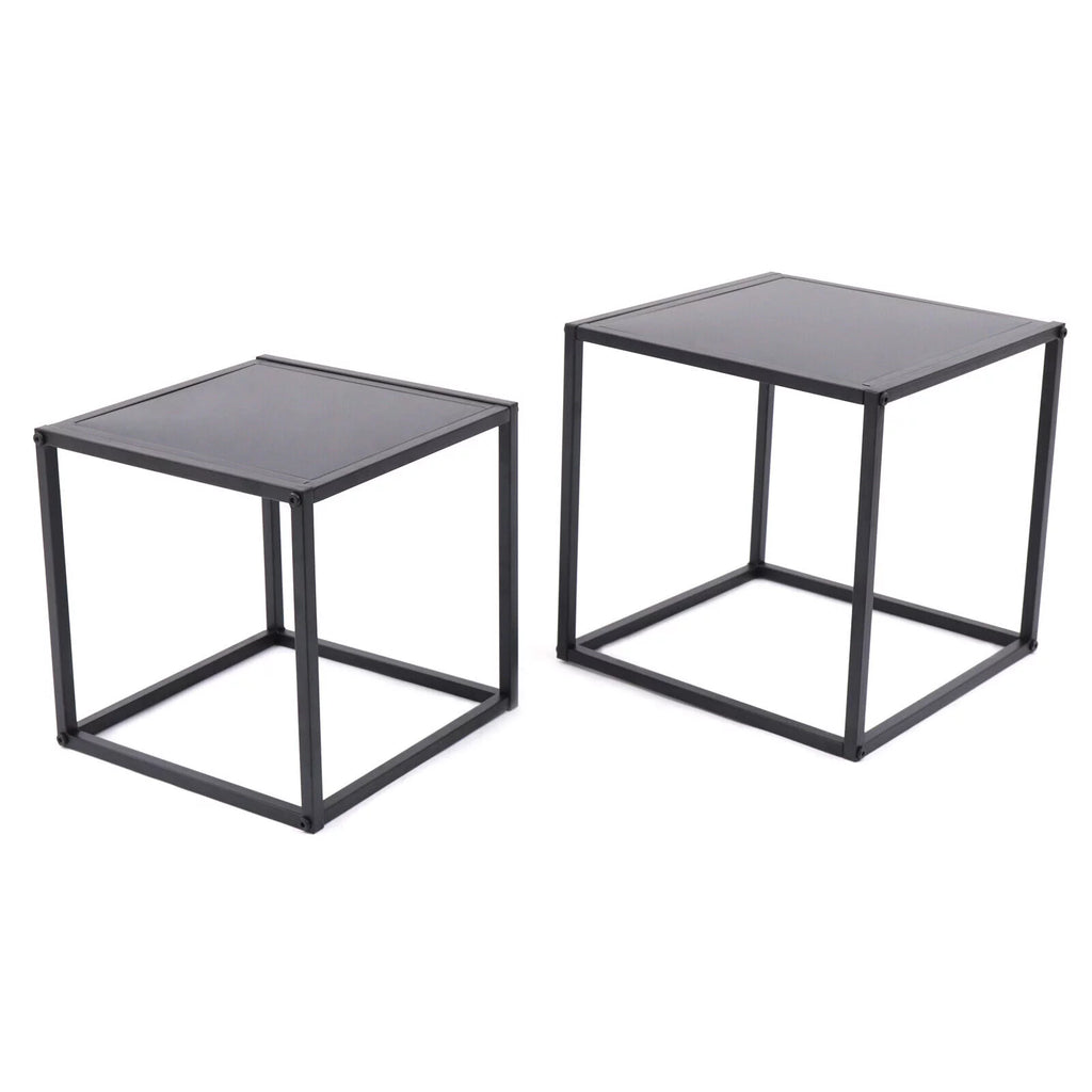 Square Coffee Table End Table Metal Side Table Matt Black M28629