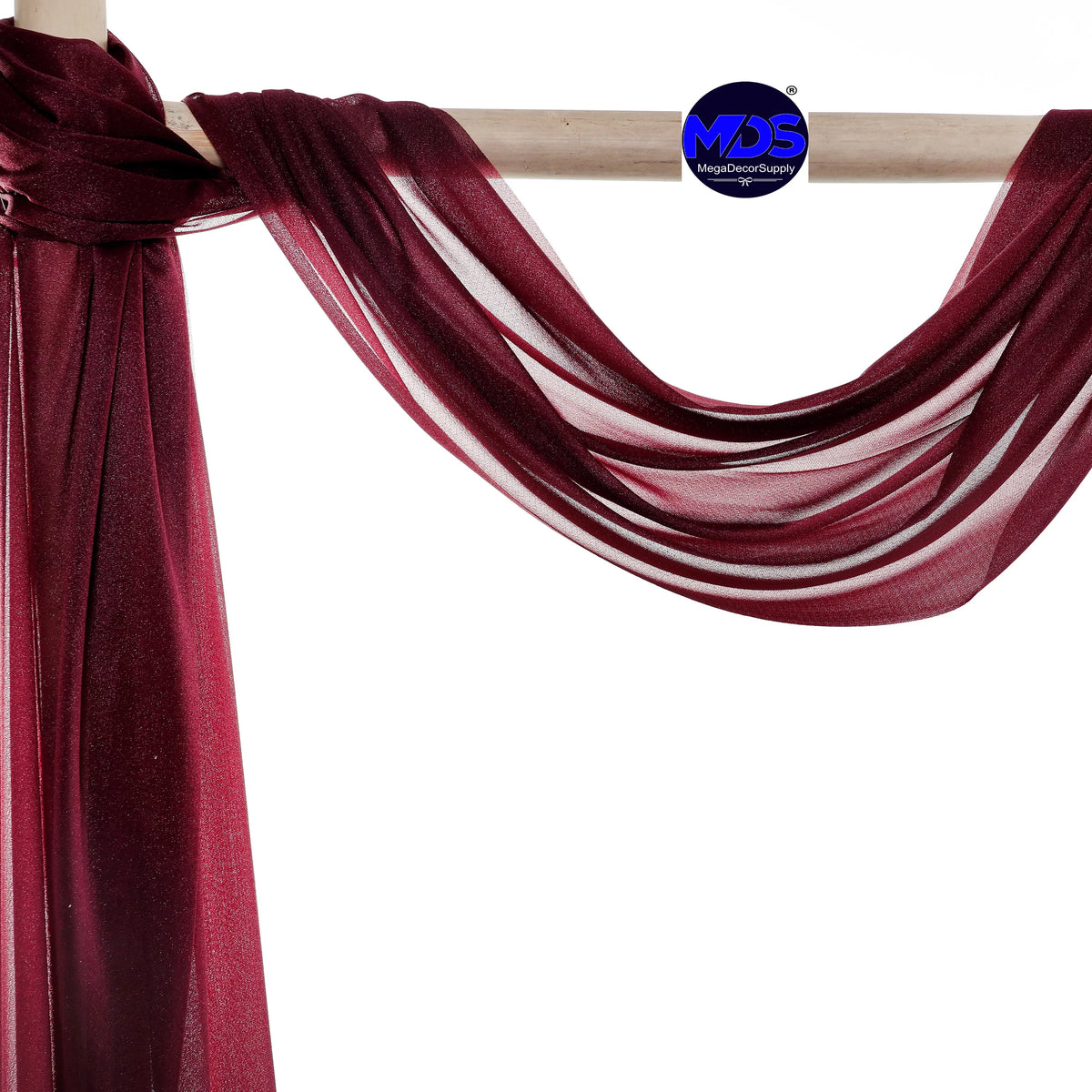 Sheer Chiffon Fabric Drapery 30" x 30Ft Burgundy W2507
