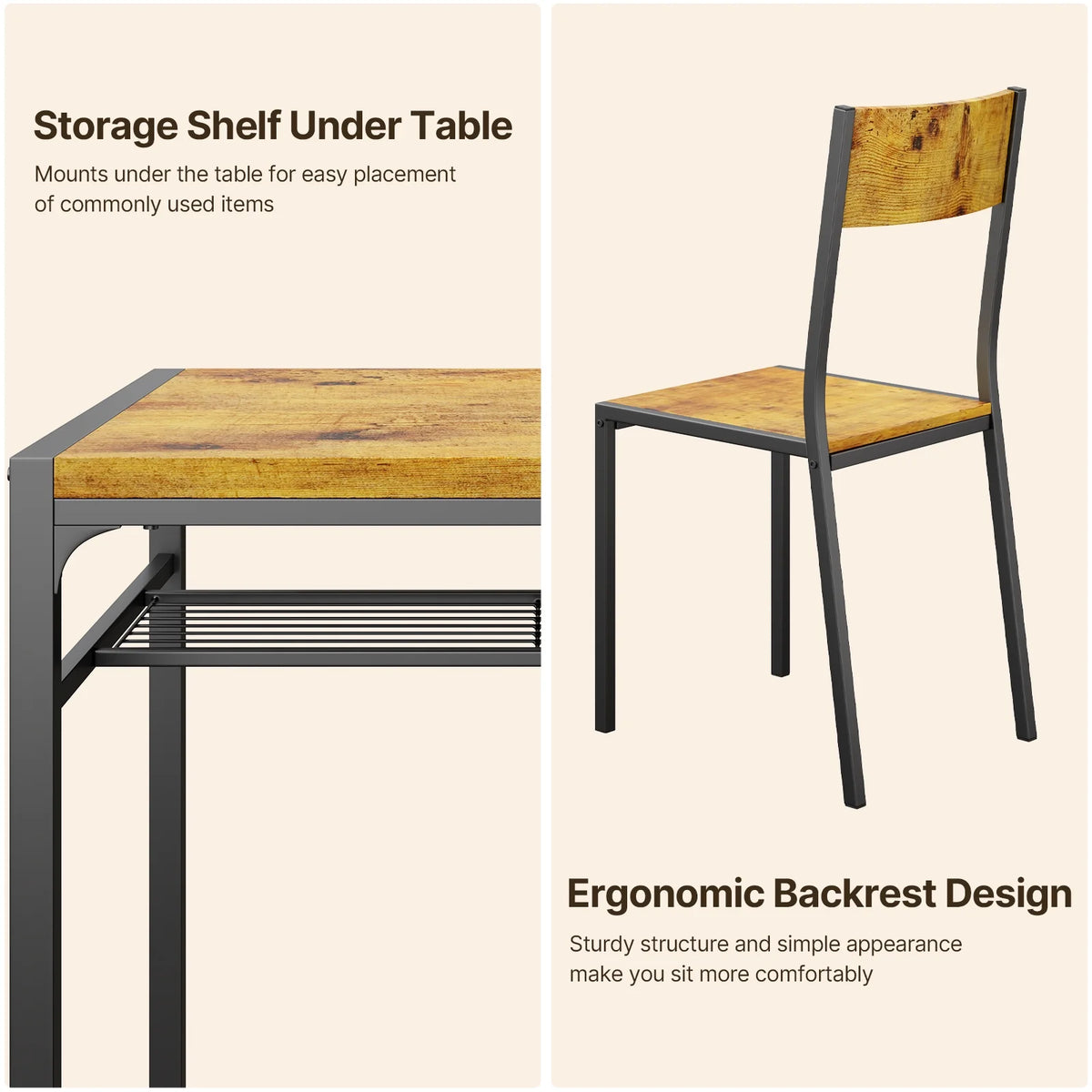 Modern Dining Room Table Set for 2 with Storage Shelf Q95044