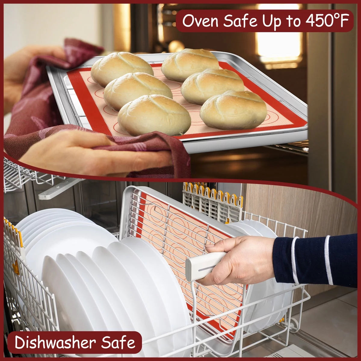 Stainless Steel Baking Sheet Tray Cooling Rack with Silicone Baking Mat Set of 9 K46688