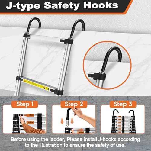 12.5 FT Aluminum Telescoping Ladder 330lbs A6998