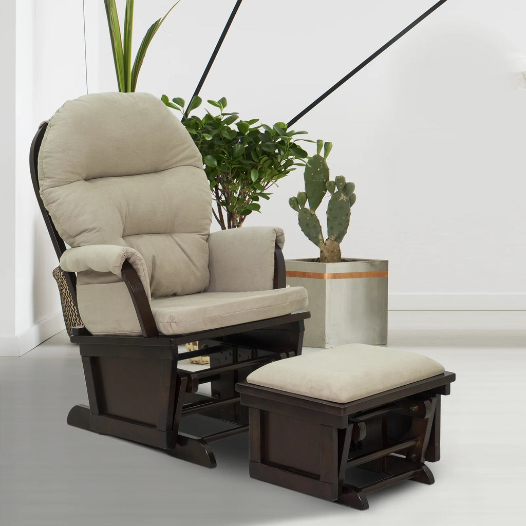 Cream White Rocking Chair with Ottoman N964