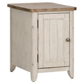 White Door Chair Side Table with Charging Station P26988