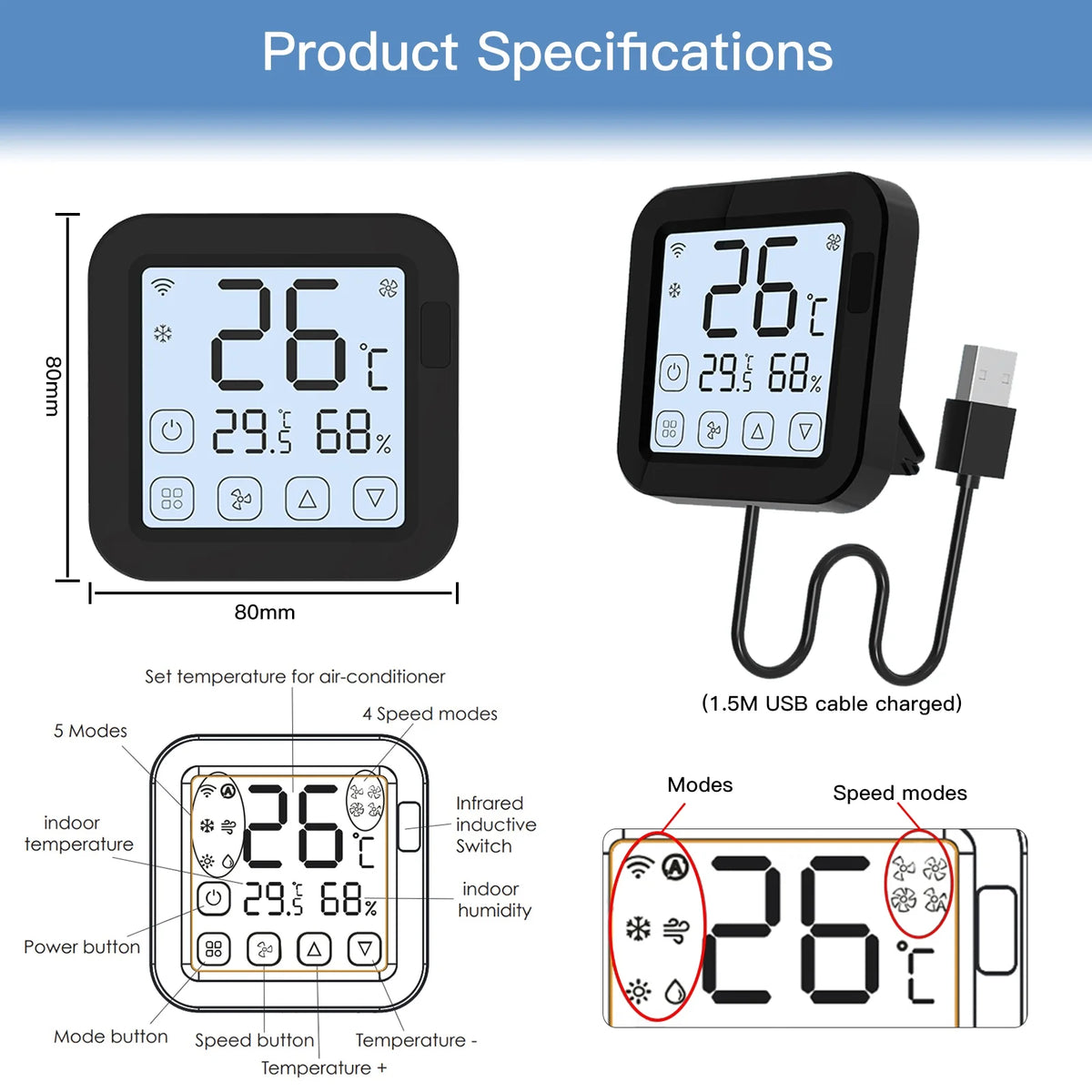 Wifi IR Air Conditioner Controller with LCD Display S307