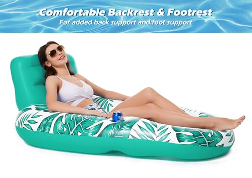 Inflatable Pool Float Lounger with Cup Holders Y485375