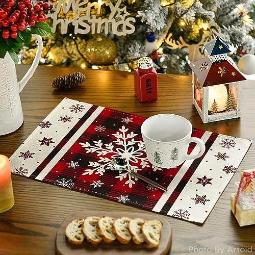 Buffalo Plaid Snowflakes Winter Placemats Set of 4 W985