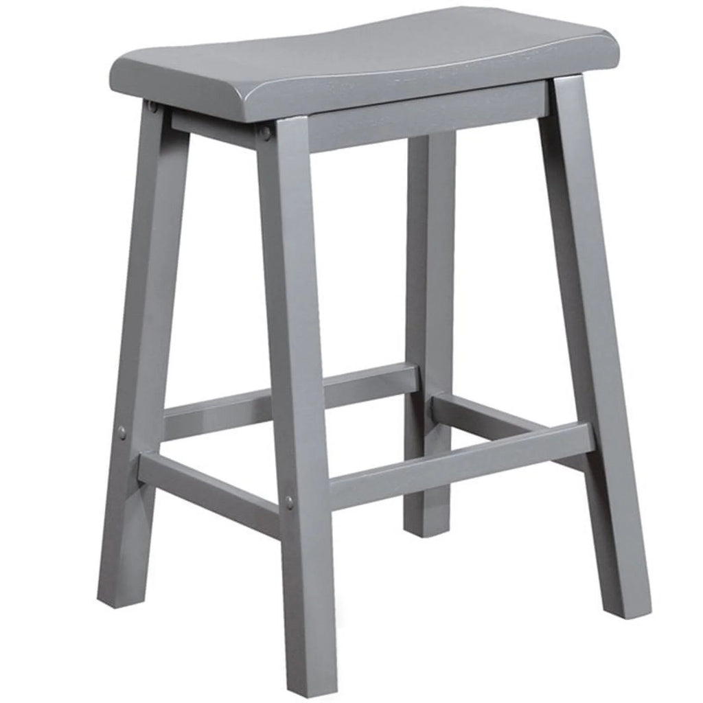 2 Piece Solid Wood Saddle Counter Stool Set in Gray X42132